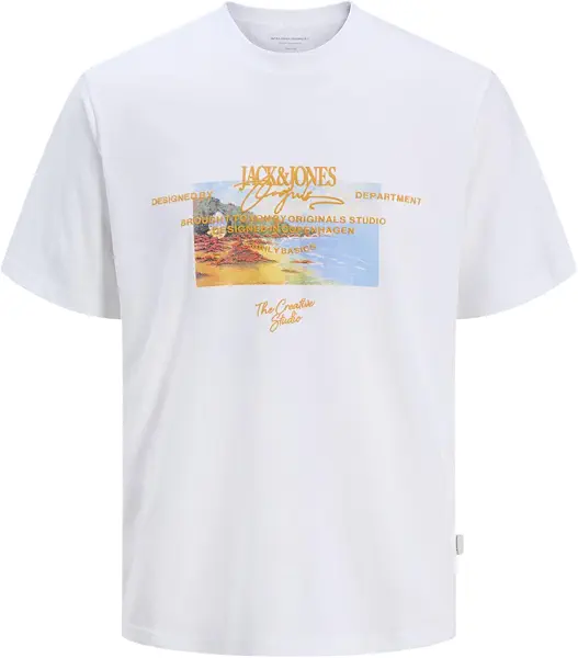 سعر ومواصفات JACK & JONES Mens JORALMERIA STAMP TEE SS CREW NECK Classic (pack of 1) - Bright White (B0DFMJG44L) على Amazon EG