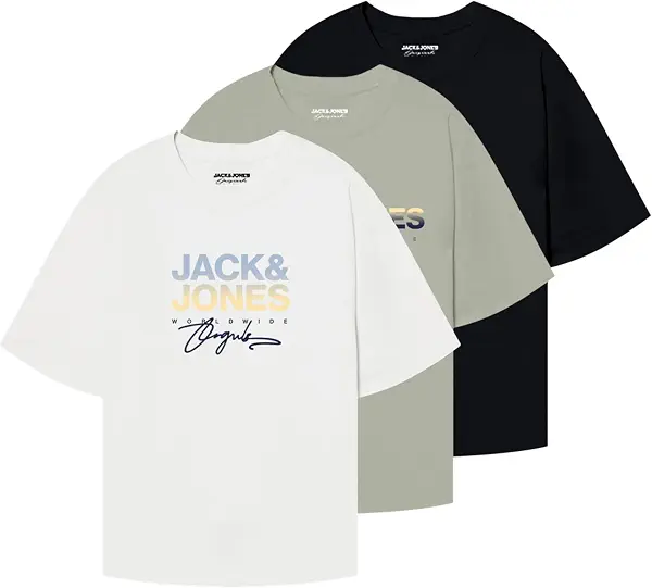 سعر ومواصفات JACK & JONES Mens JORCANGGU TEE SS CREW NECK FST 3PK MP T-Shirt (B0DKFTXTCF) على Amazon EG