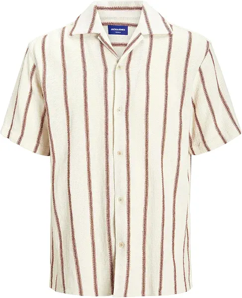 سعر ومواصفات JACK & JONES Mens JORCOBA STRIPE RESORT SHIRT SS SN Modern (pack of 1) - Arabian Spice (B0D97P956J) على Amazon EG