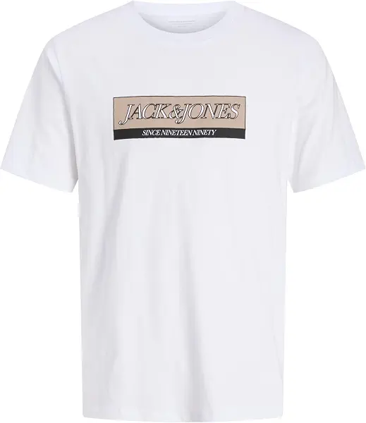سعر ومواصفات JACK & JONES Mens JORINWOOD BLOCK BRANDING TEE SS CN Classic (pack of 1) - Bright White (B0DQLMD3JQ) على Amazon EG