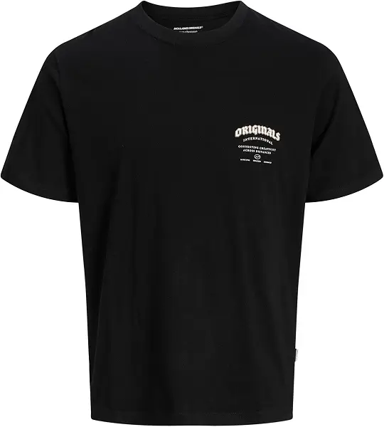 سعر ومواصفات JACK & JONES Mens JORMEADOWS TYPO TEE SS CREW NECK T-Shirts & Tops - Black (B0DQL7B7R8) على Amazon EG