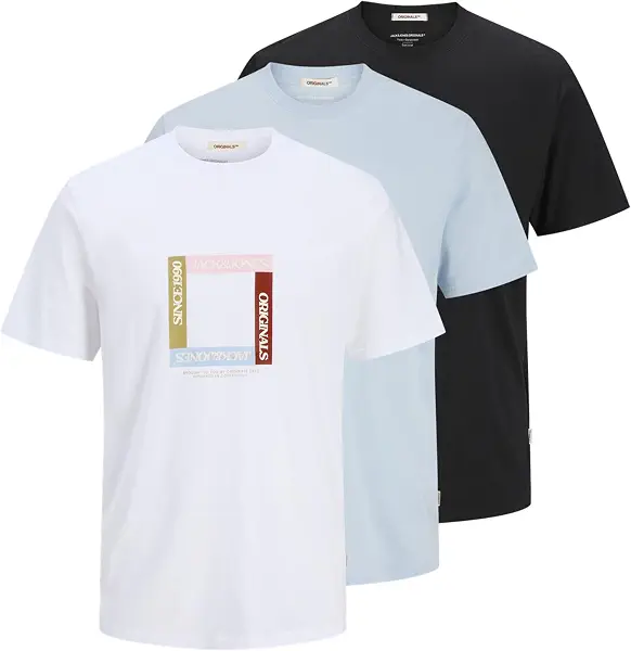 سعر ومواصفات JACK & JONES Mens JORTAVIRA BRANDING TEE SS CN 3PK MP T-Shirt - Bright White (B0DKFWNN88) على Amazon EG