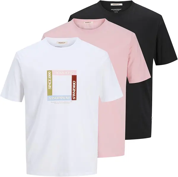 سعر ومواصفات JACK & JONES Mens JORTAVIRA BRANDING TEE SS CN 3PK MP T-Shirt - Black (B0DKFWWTGX) على Amazon EG