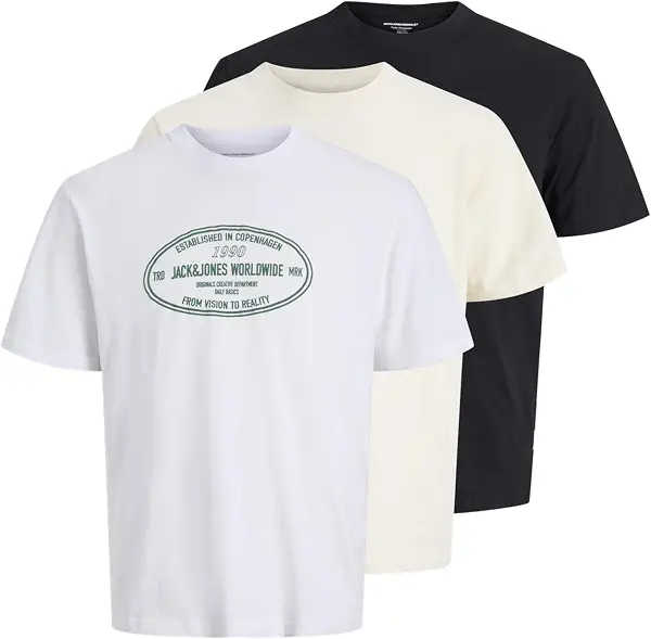 سعر ومواصفات JACK & JONES Mens JORYORK FRONT TEE SS CREW NECK 3PK MP Classic (pack of 1) (B0DW4DJPS6) على Amazon EG