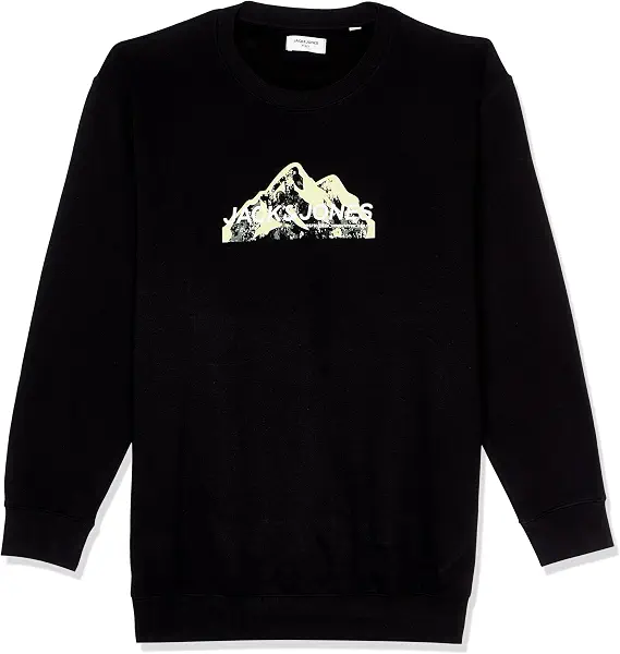 سعر ومواصفات JACK & JONES mens Plus Size Mountain Logo Crew-Neck Sweatshirt (pack of 1) - Black (B0DK7H2ZJV) على Amazon EG
