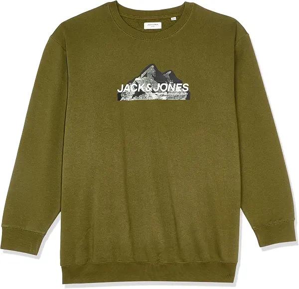 سعر ومواصفات JACK & JONES mens Plus Size Mountain Logo Crew-Neck Sweatshirt (pack of 1) (B0DK7J7YZR) على Amazon EG