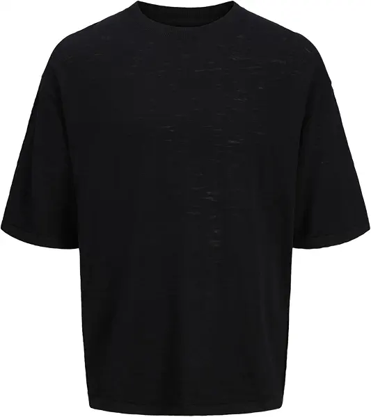 سعر ومواصفات JACK & JONES Mens Short Sleeve Sweater Jortavira Knit Tee - Black (B0DFMLJQH5) على Amazon EG