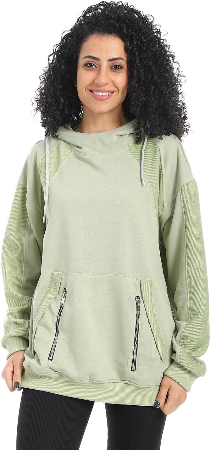 سعر ومواصفات JAMILA Womens Summer Melton Women's Hooded T-Shirt with Zipper Pocket - pistachio Summer Melton Women's Hooded T-Shirt with Zipper Pocket (B0F21TVM9L) على Amazon EG
