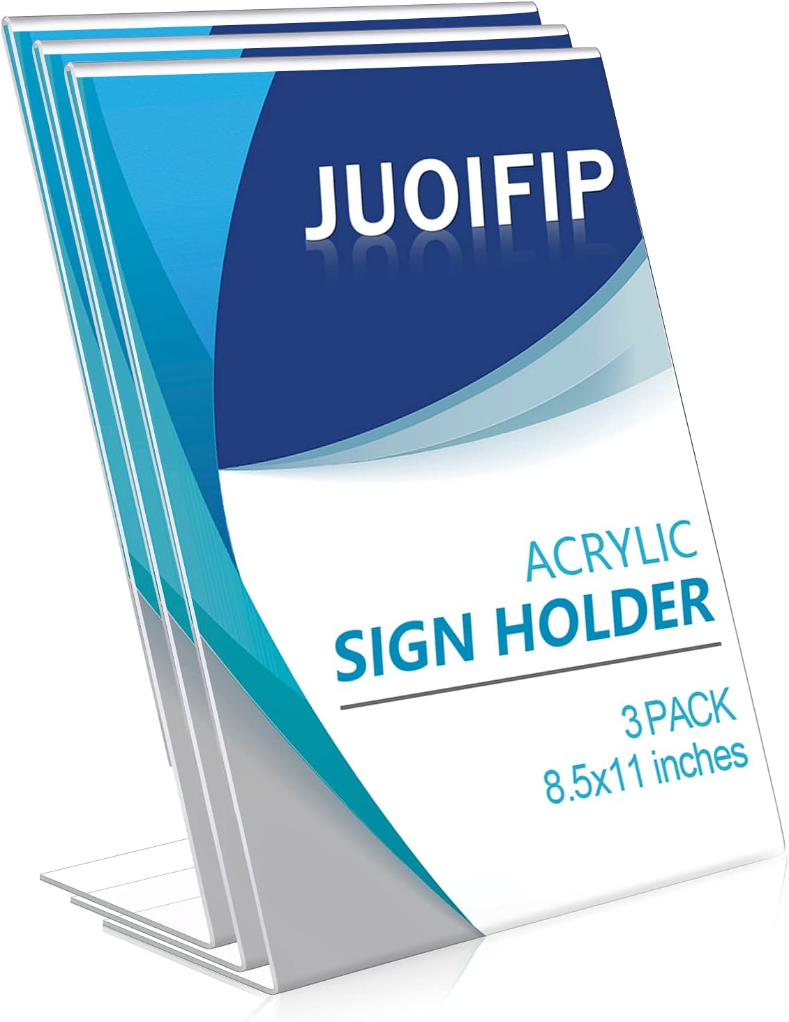 سعر ومواصفات JUOIFIP 3 Pack Acrylic Sign Holder, 8.5x11 inches Table Signs Holders Plastic Display Stand, Slant Back Sign Holder Clear Plastic Paper Holder, Clear Sign Holder Perfect for Office, Store, Restaurant (B09B39WTRY) على Amazon EG