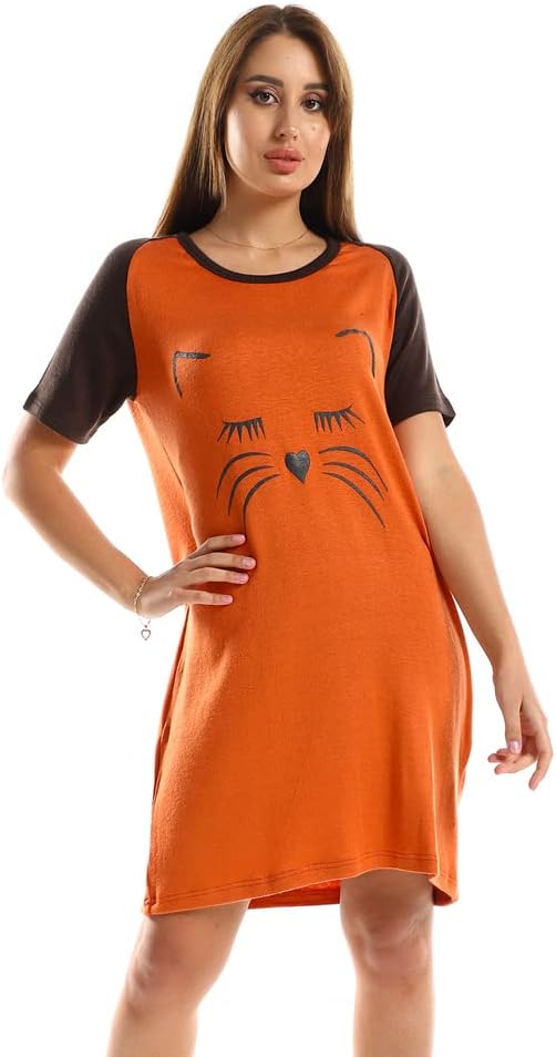 سعر ومواصفات KADY Women Printed Sleeping Cat Face Sleepshirt NIGHTGOWN_NIGHTSHIRT (pack of 1) (B0BWFFF99G) على Amazon EG