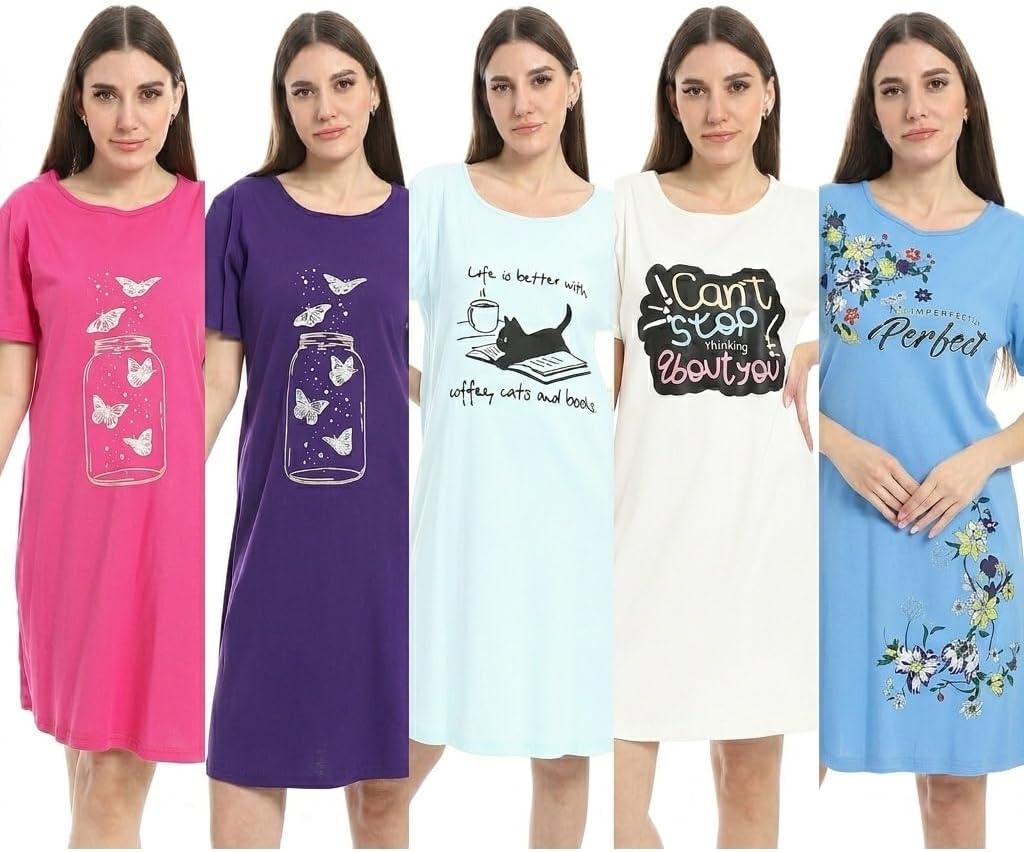 سعر ومواصفات KADY Womens Bundle of 5 sleepshirt short sleeves Bundle of 5 sleepshirt short sleeves (B0H4RXCXS8) على Amazon EG