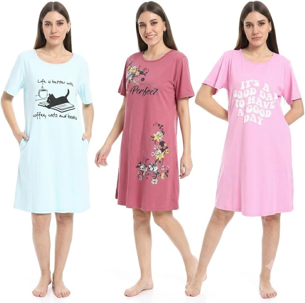 سعر ومواصفات KADY Womens Bundle of 3 sleepshirt short sleeves Bundle of 3 sleepshirt short sleeves (B0H5X35KWZ) على Amazon EG