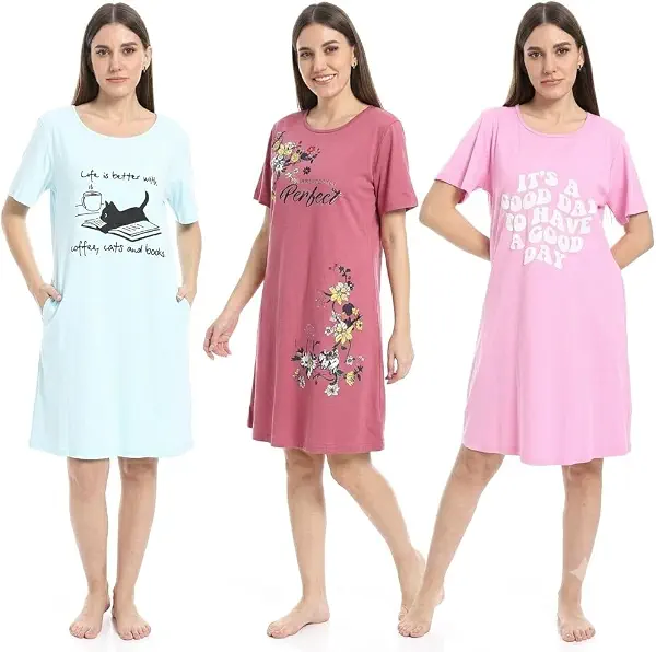 سعر ومواصفات KADY Womens Bundle of 3 sleepshirt short sleeves Bundle of 3 sleepshirt short sleeves (B0H5XBNN5W) على Amazon EG