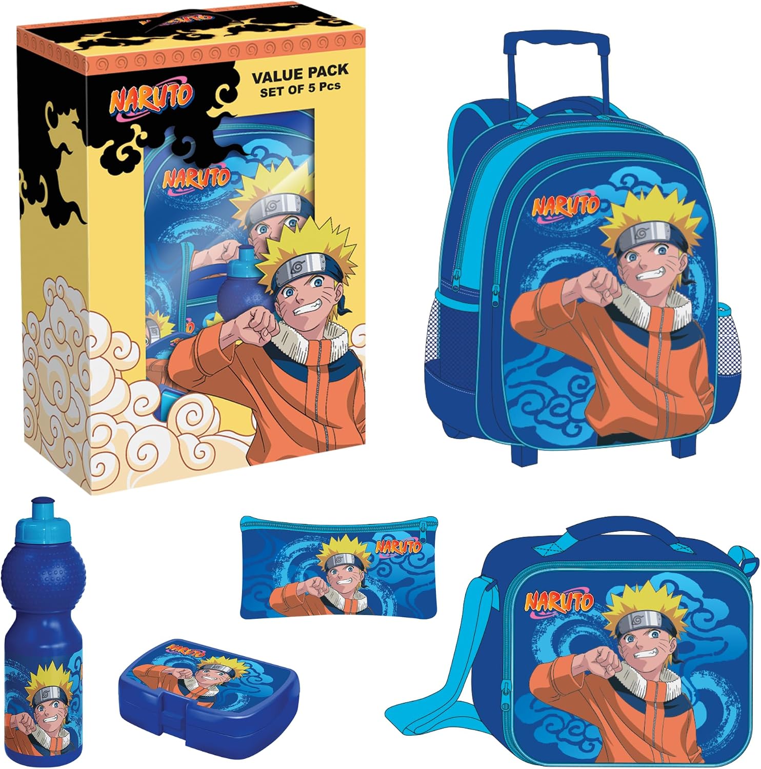 سعر ومواصفات Kid Land عبوة اقتصادية 5 في 1 من ناروتو (شنطة بعجلات مقاس 16 انش) (B0HFWZ13JN) على Amazon EG