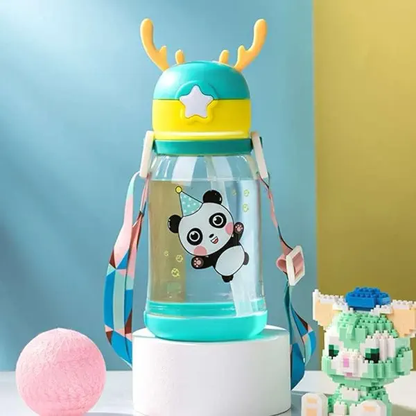 سعر ومواصفات Kids Portable Drink Bottle with Strap Anti-Fall With Straw Used In Outdoor Activities and school, Healthy Outdoor Cute Cartoon School Baby PP Plastic BPA Free (Kawaii Horn, Green) (B0FDJHB8HD) على Amazon EG