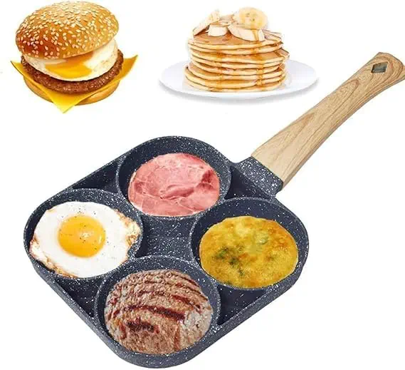 سعر ومواصفات Kitchen Essentials Small Granite Non-Stick Frying Pan - 4 Hole Pancake & Fried Egg Burger Pan | Kitchen Essential Premium Quality Cookware for Versatile Cooking | Elegant & Easy-to-Clean (B0F9CDPSHW) على Amazon EG