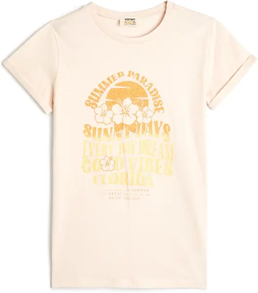 سعر ومواصفات KOTON Girls Sun Themed Short Sleeve Crew Neck Tshirt (B0CSSR3K58) على Amazon EG
