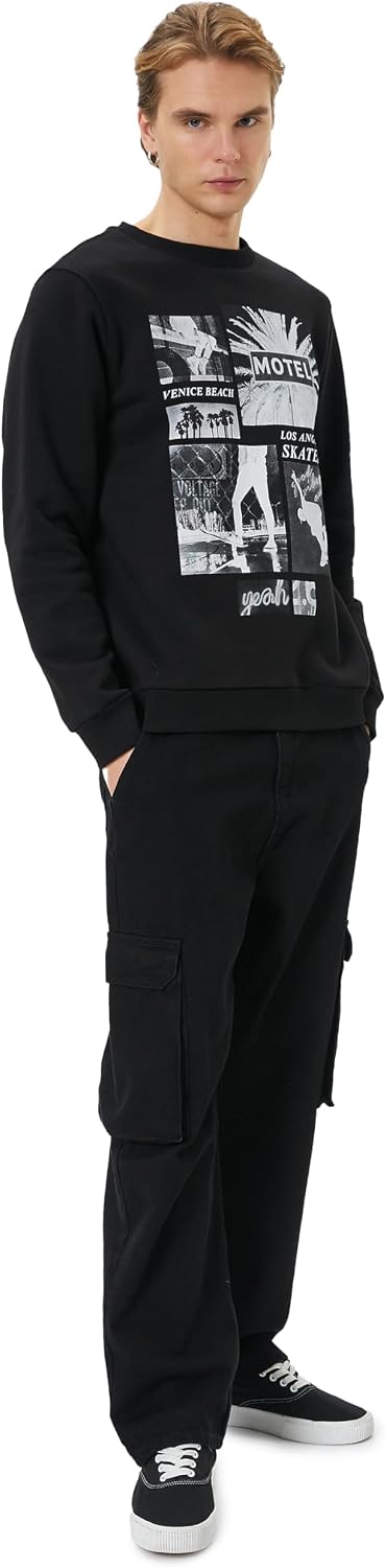 سعر ومواصفات KOTON mens Slogan Printed Long Sleeve Crew Neck Sweatshirt (B0CRFV7F3Y) على Amazon EG