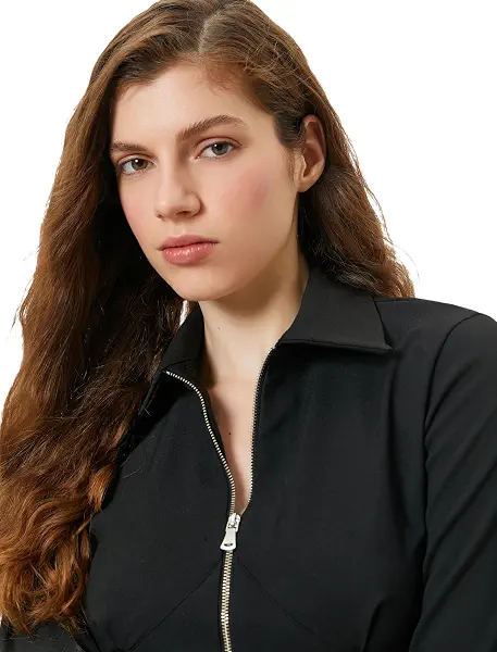 سعر ومواصفات KOTON womens Crop Zipper Detail Blouse (B0CTD54YGD) على Amazon EG