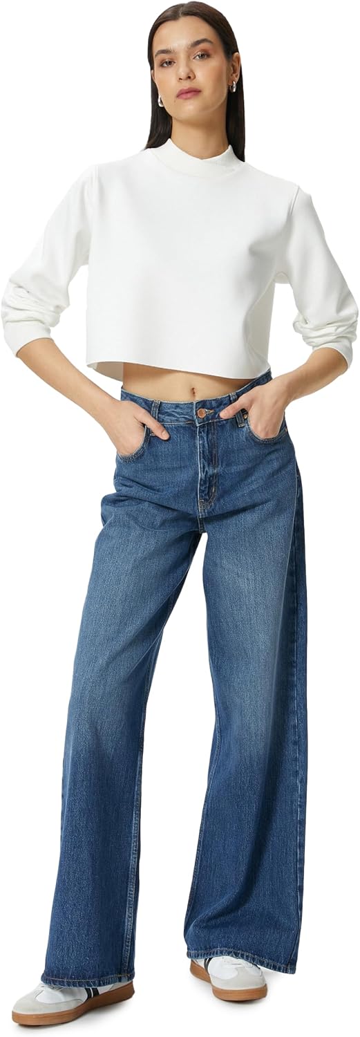 سعر ومواصفات كوتون KOTON womens High Neck Crop Sweatshirt (B0CTKLYLCQ) على Amazon EG