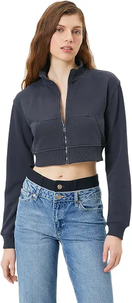 سعر ومواصفات KOTON womens High Neck Kangaroo Pocket and Zipper Detail Sweatshirt (B0CTKHNBPW) على Amazon EG