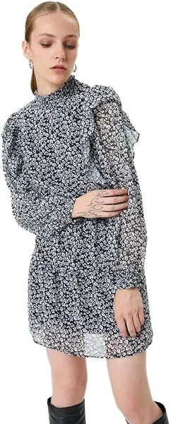 سعر ومواصفات KOTON womens Puff Sleeve Ruffle High Neck Floral Chiffon Dress (B0D33TPDZ4) على Amazon EG