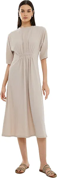 سعر ومواصفات KOTON womens Shirred Short Sleeve Crew Neck Midi Dress (B0CTPDCPXB) على Amazon EG
