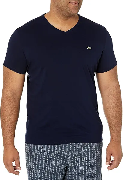 سعر ومواصفات Lacoste لاكوست تي شيرت جيرسي باكمام قصيرة وقبة V للرجال من بيما، لون كحلي، مقاس S (B01MAZEW2H) على Amazon EG
