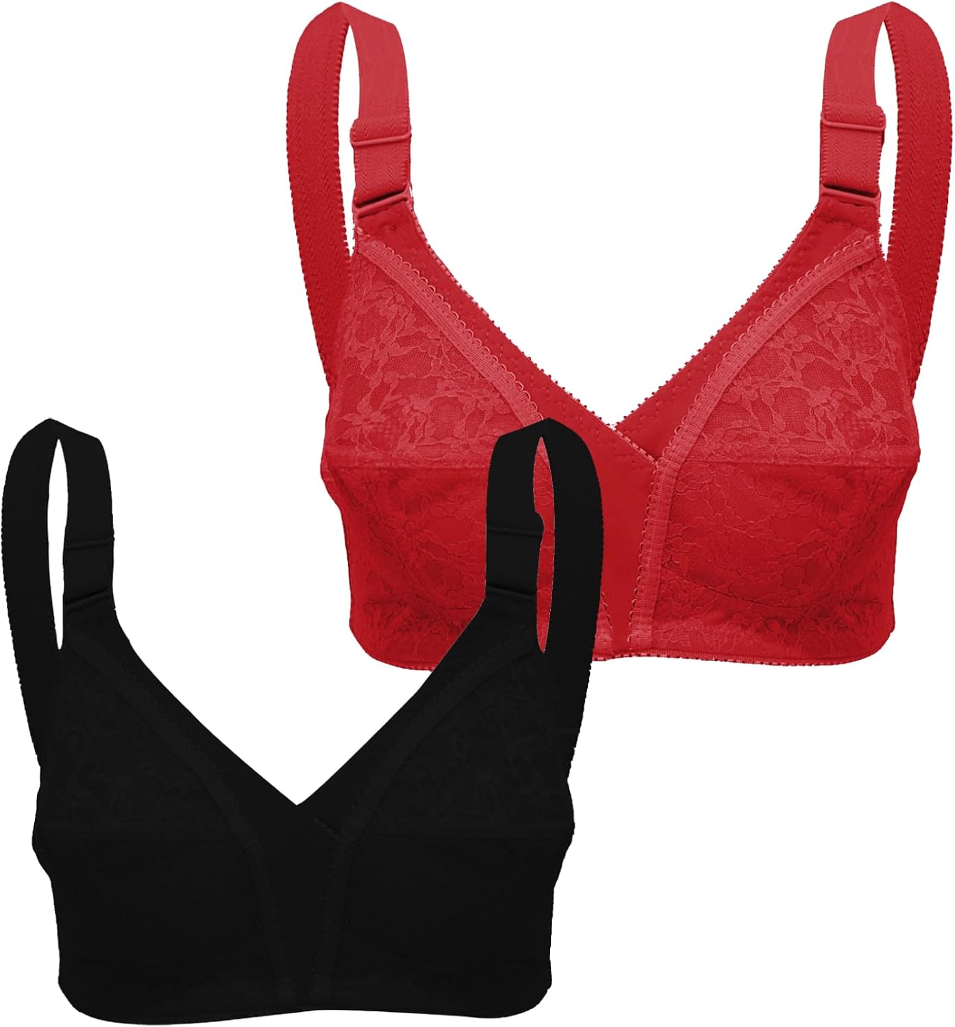 سعر ومواصفات Lasso Set Of 2 Pieces Super Support Bra Cup B With Lace For Women-Black&Red-40 EU (B0HJCZN9DF) على Amazon EG