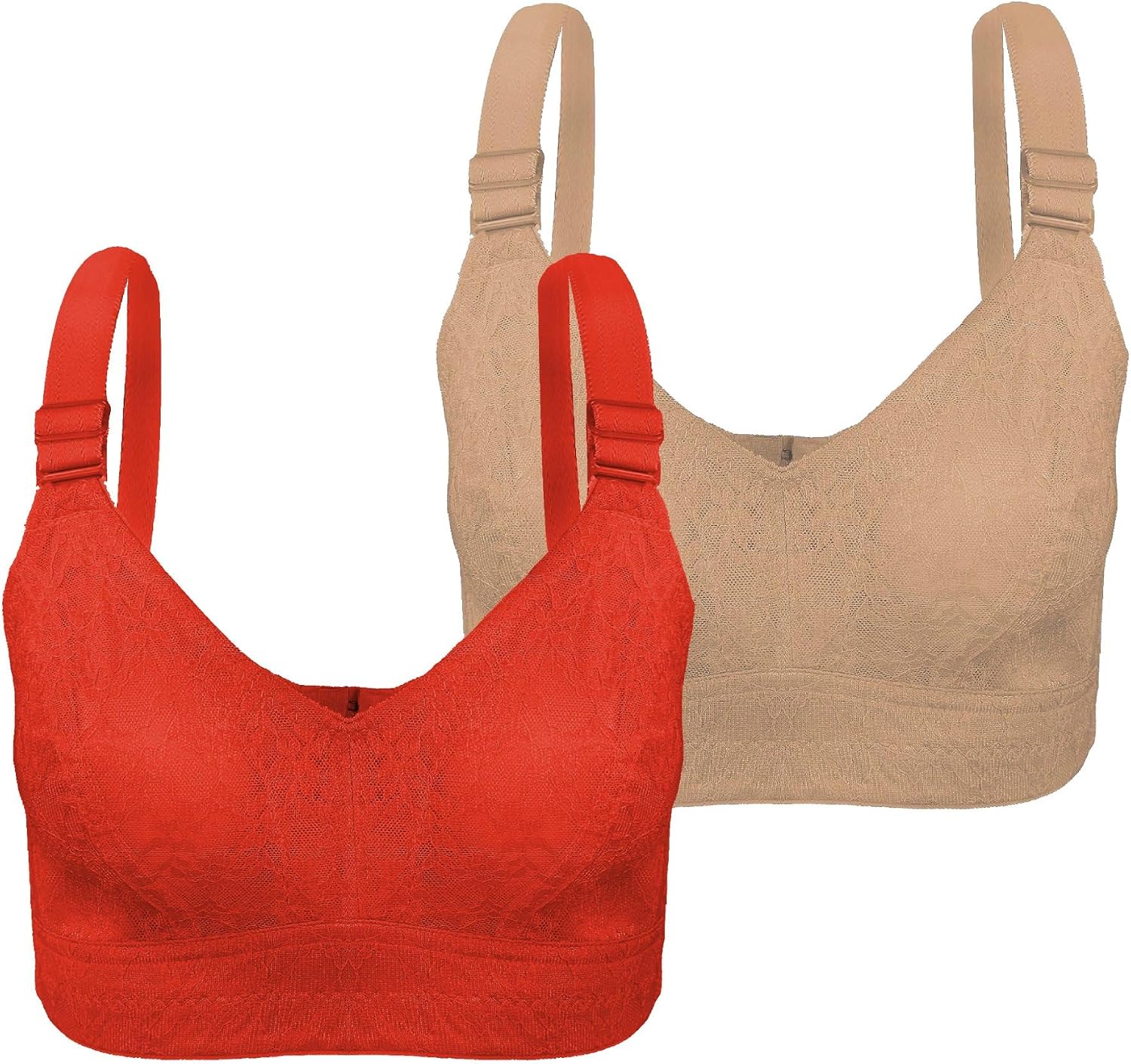 سعر ومواصفات Lasso Set Of 2 Pieces Super Support Bra Cup C With Lace For Women-Beige&Red-42 EU (B0HJD8RTLG) على Amazon EG