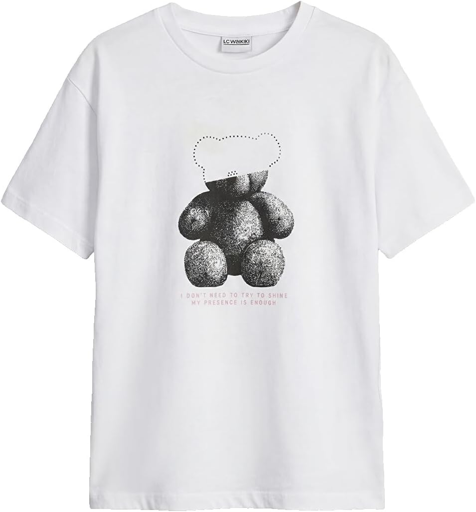سعر ومواصفات LC WAIKIKI Bear Printed Stone Girls' T-Shirt 10-11 Years White (B0HKSTS3XQ) على Amazon EG