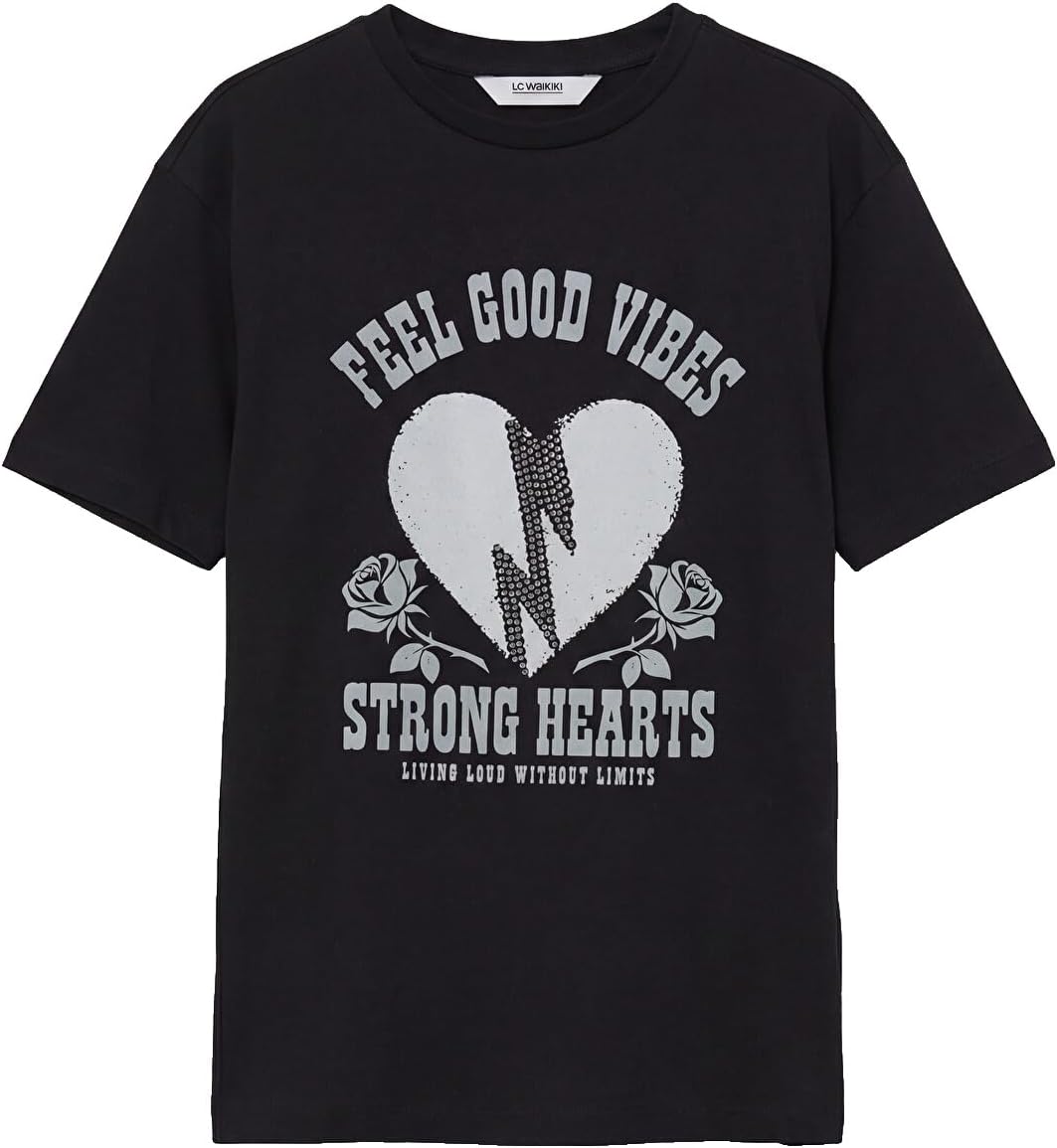 سعر ومواصفات LC WAIKIKI Bear Printed Stone Girls' T-Shirt 10-11 Years Black (B0HKT13859) على Amazon EG