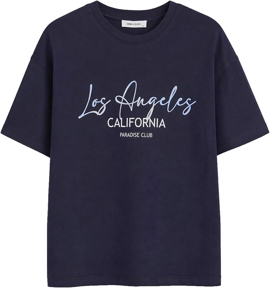 سعر ومواصفات LC WAIKIKI California Printed 100% Cotton Women'S T-Shirt M Navy (B0HKSW2TM8) على Amazon EG