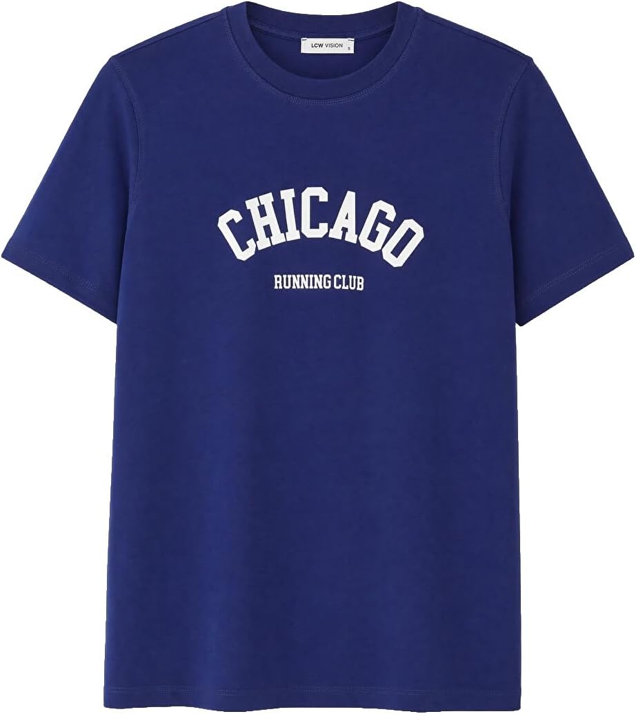 سعر ومواصفات LC WAIKIKI Chicago Printed 100% Cotton Women'S T-Shirt S Navy (B0HKT2FR2B) على Amazon EG