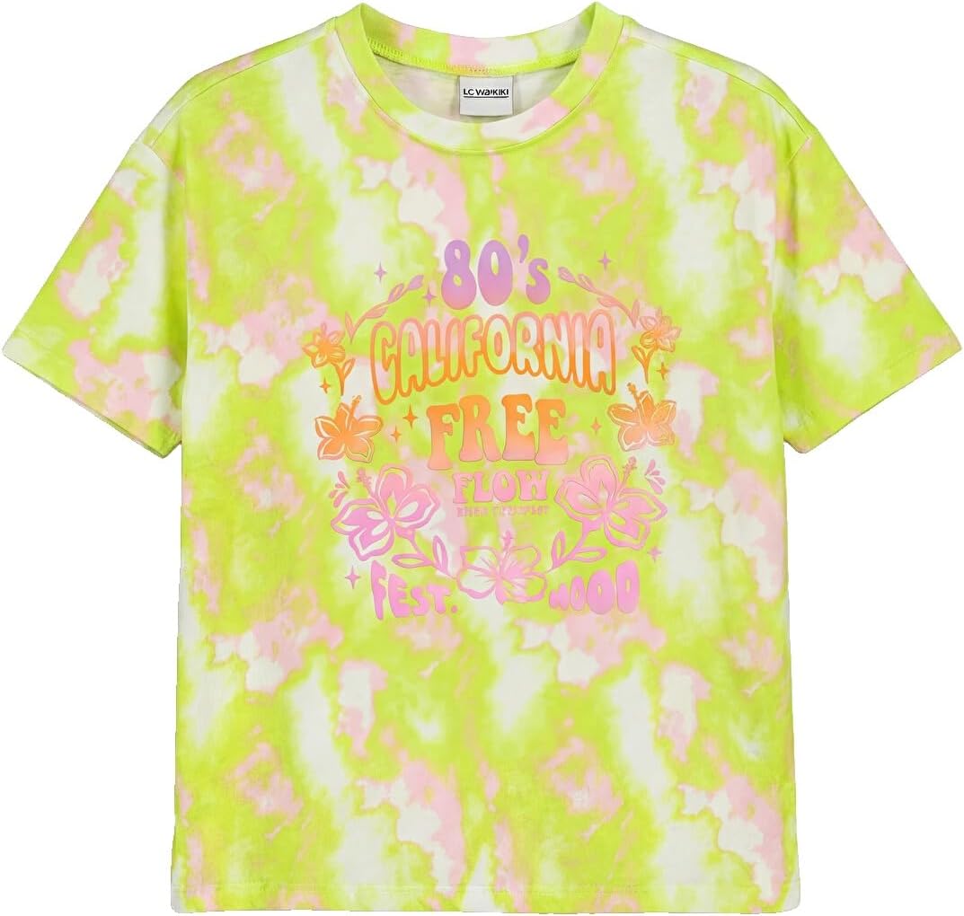 سعر ومواصفات LC WAIKIKI Crew Neck California Printed Girls' T-Shirt 11-12 Years Mix (B0HKSX2Q13) على Amazon EG