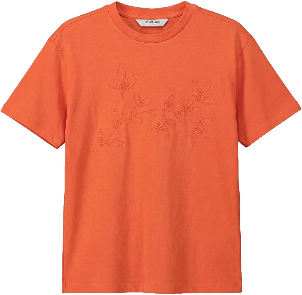 سعر ومواصفات LC WAIKIKI Crew Neck Embroidered Girls' T-Shirt 12-13 Years Orange (B0HKSVS9JT) على Amazon EG