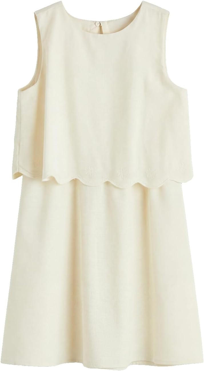 سعر ومواصفات LC WAIKIKI Crew Neck Embroidered Girls' Poplin Dress (B0HKTWLZLR) على Amazon EG