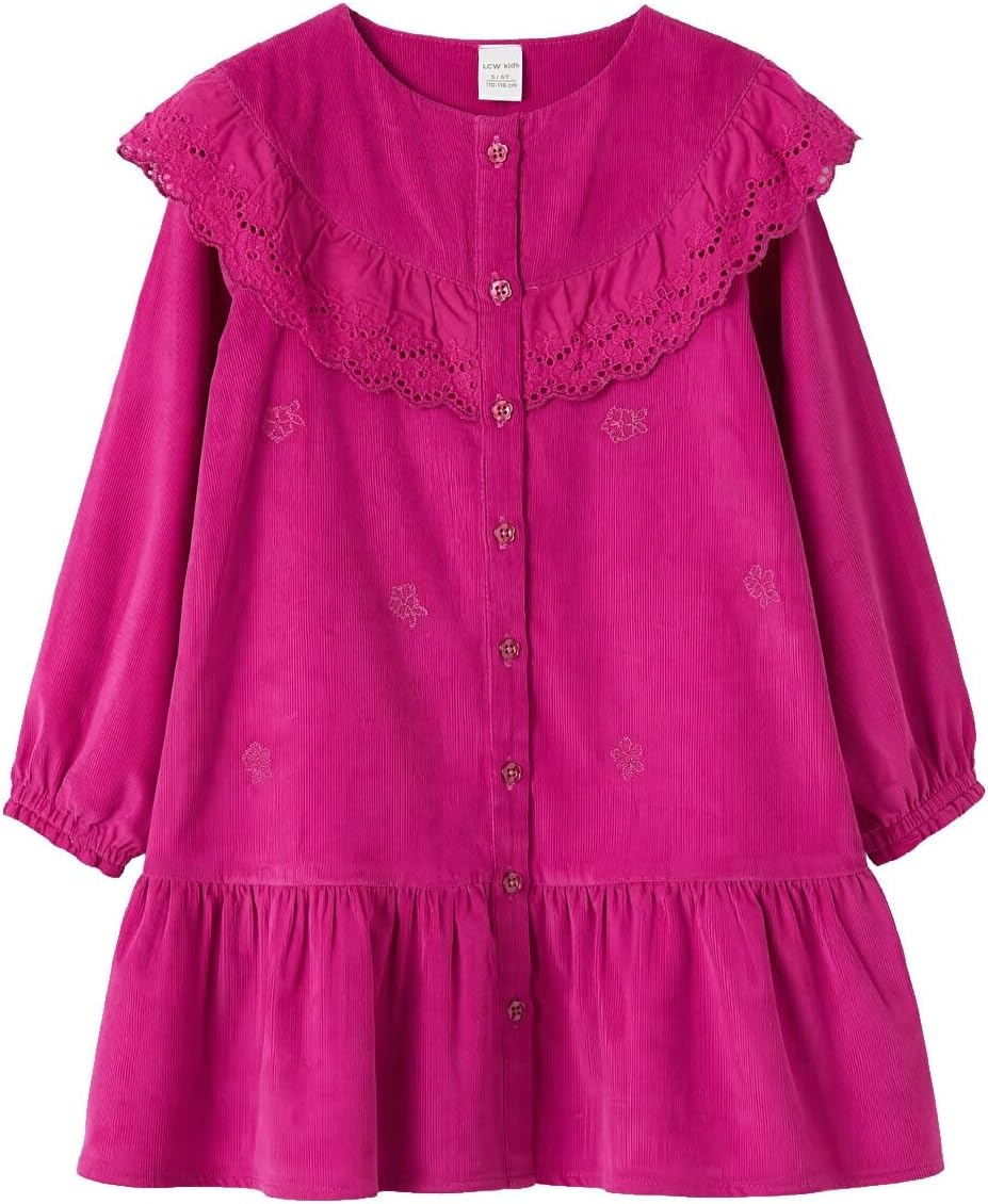 سعر ومواصفات LC WAIKIKI Crew Neck Embroidered Girls' Poplin Dress (B0HKV2DC65) على Amazon EG