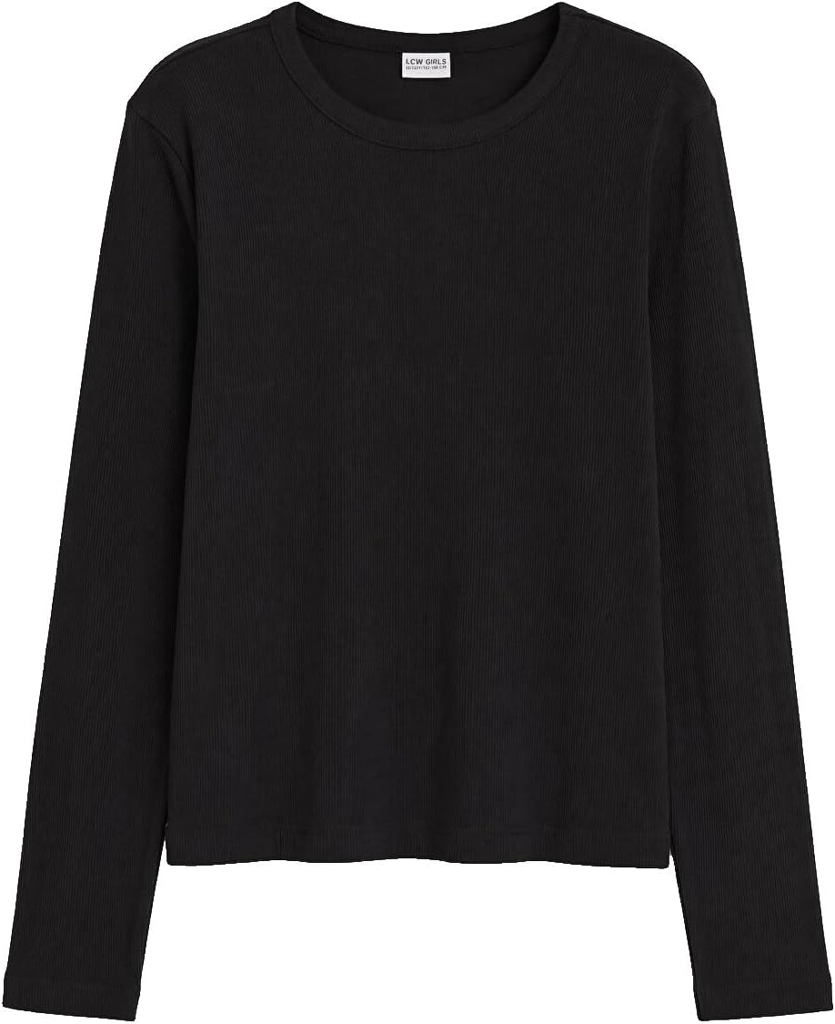 سعر ومواصفات LC WAIKIKI Crew Neck Girls' Ribbed T-Shirt (B0HLFL16NJ) على Amazon EG