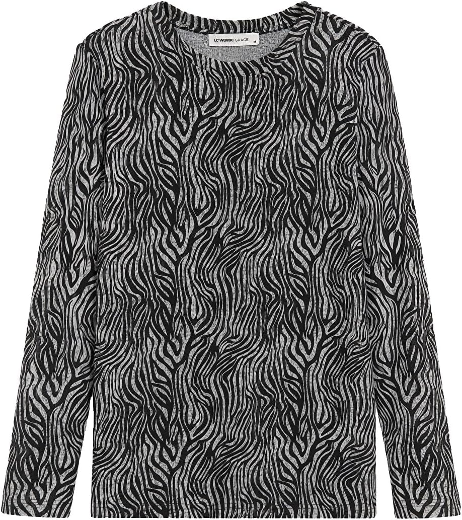 سعر ومواصفات LC WAIKIKI Crew Neck Patterned Blouse 4Xl Grey (B0HKSW12DT) على Amazon EG