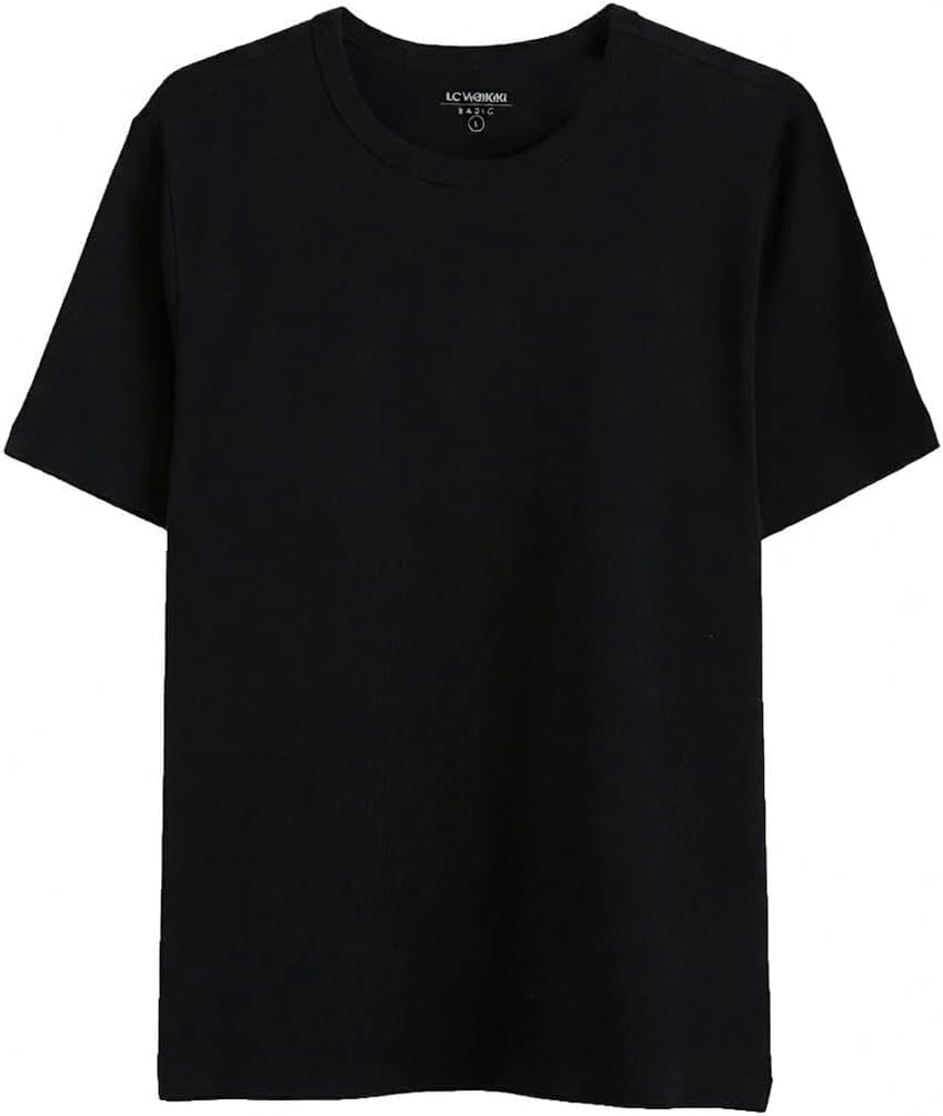 سعر ومواصفات LC WAIKIKI Crew Neck Pique Men'S T-Shirt L Black (B0HKSZMVT4) على Amazon EG