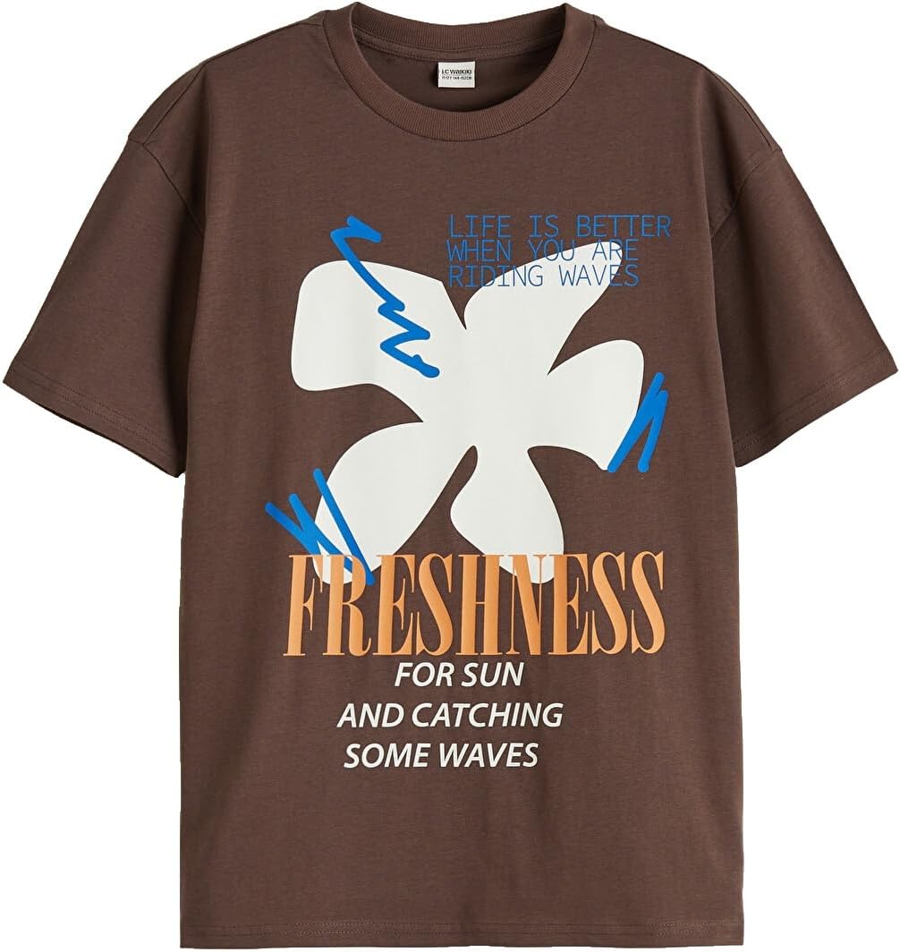 سعر ومواصفات LC WAIKIKI Crew Neck Printed Boys' T-Shirt 10-11 Years Brown (B0HKSSN2QK) على Amazon EG