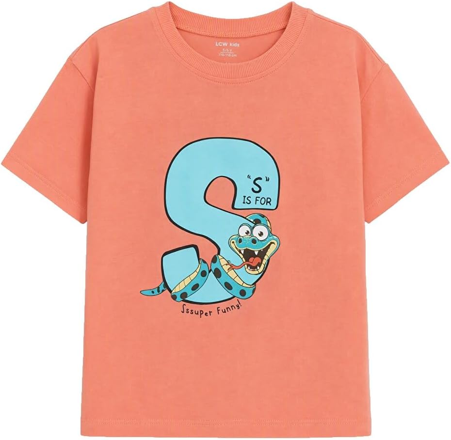 سعر ومواصفات LC WAIKIKI Crew Neck Printed Boys' T-Shirt 7-8 Years Coral (B0HKSXRDLN) على Amazon EG
