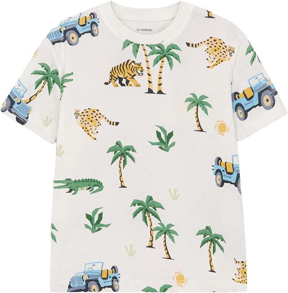 سعر ومواصفات LC WAIKIKI Crew Neck Printed Boys' T-Shirt 5-6 Years Ecru (B0HKSZ1XB8) على Amazon EG