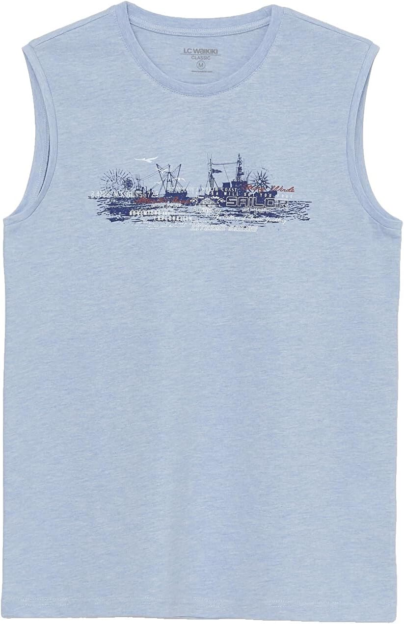 سعر ومواصفات LC WAIKIKI Crew Neck Printed Jersey Men'S Sleeveless T-Shirt S3GH61Z8-L8Y (B0HKSZ49QF) على Amazon EG