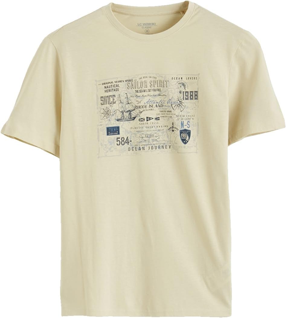 سعر ومواصفات LC WAIKIKI Crew Neck Printed Jersey Men'S T-Shirt M Yellow S6BS75Z8-98Z-M-8685005539841 (B0HKT3TQJG) على Amazon EG