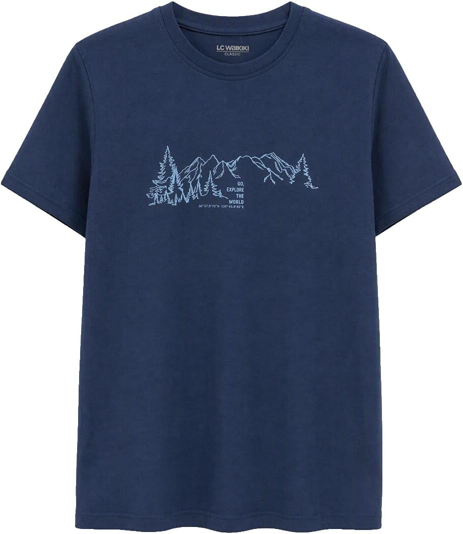 سعر ومواصفات LC WAIKIKI Crew Neck Printed Men'S T-Shirt L Navy (B0HKT27VX7) على Amazon EG