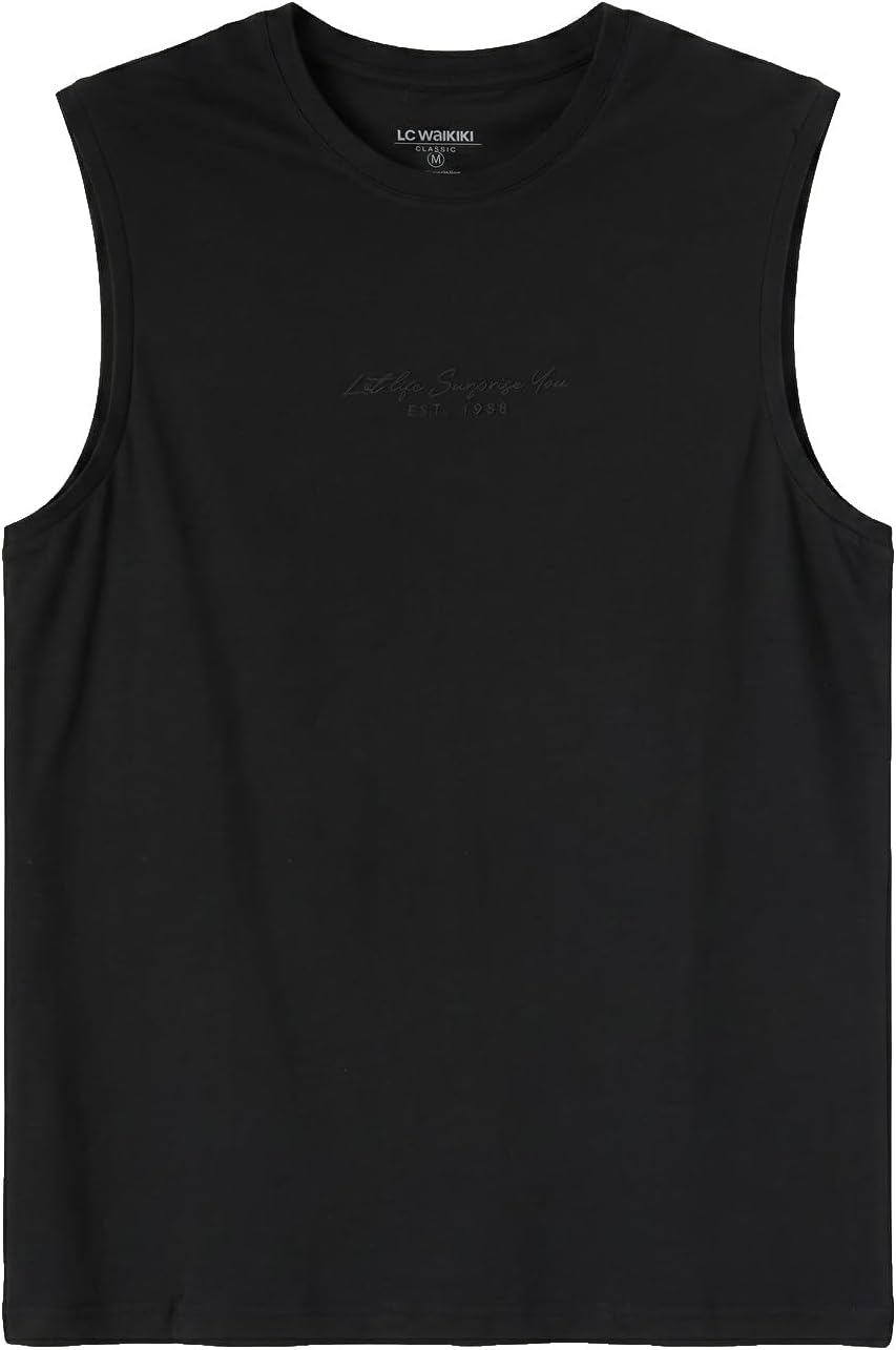 سعر ومواصفات LC WAIKIKI Crew Neck Printed Men'S Sleeveless T-Shirt L Black (B0HKT5CQ8M) على Amazon EG