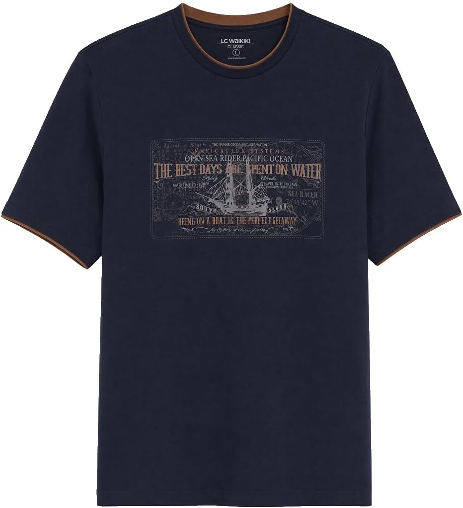 سعر ومواصفات LC WAIKIKI Crew Neck Printed Regular Fit Men's T-Shirt (B0HJW1FXT4) على Amazon EG