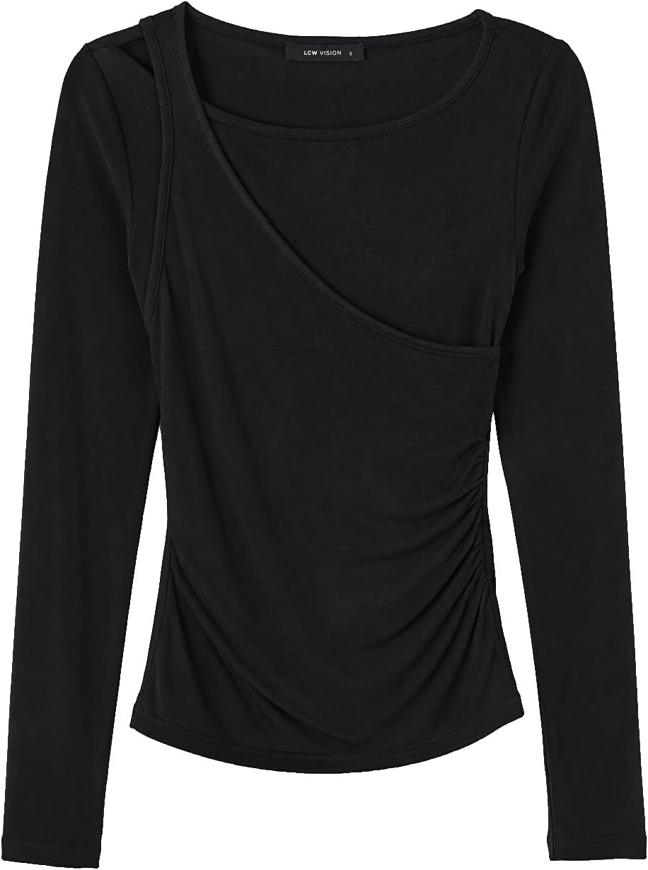 سعر ومواصفات LC WAIKIKI Crew Neck Ruched Women'S Body Xs Black (B0HKT33GQS) على Amazon EG